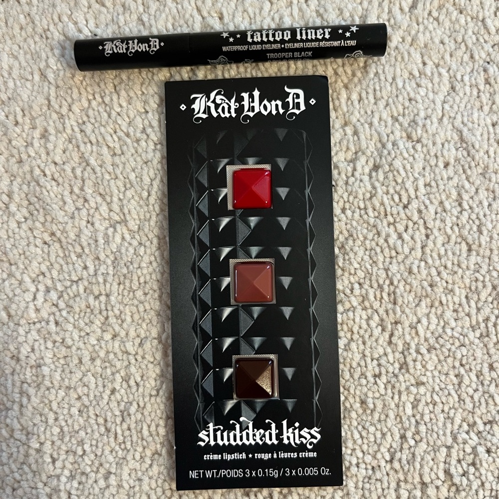 Kat Von D liquid eyeliner & lipstick